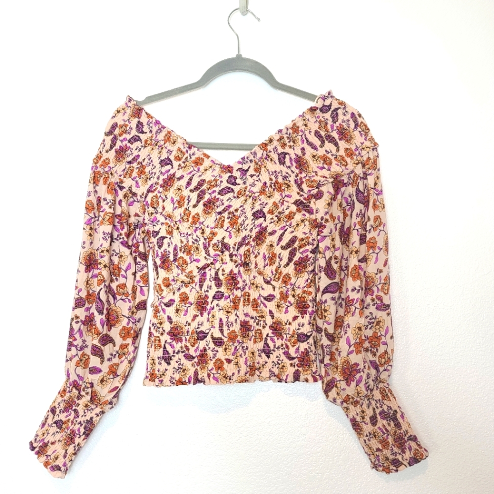 BB DAKOTA Steve Madden Paisley Print Smocked Blouse Top NEW - Picture 10 of 11
